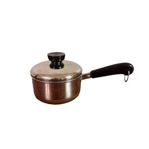 Revere Ware 3/4 qt Sauce Pot Pan Lid Copper Bottom Clinton USA 1801 Stainless